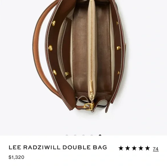 Tory Burch Lee Radziwill Black and Brown Shoulder Bag - Picture 2 of 14